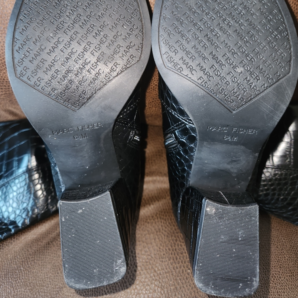 HTF Sassy Fierce Sexy Marc Fisher OTK Black Croc Embossed Boots - Picture 14 of 16